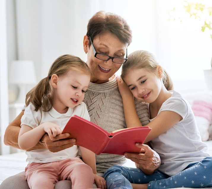 Grandmother with kids